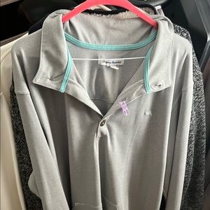 Tommy Hilfiger Gray Polo Shirt with Aqua Accents